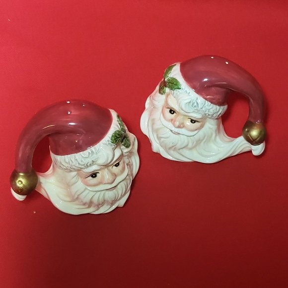 VTG Fitz and Floyd Christmas Holiday Santa Claus Face Salt & Pepper Shaker Set - Picture 4 of 13